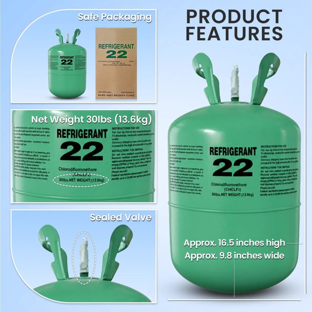 R-22 cylinder features and dimensions